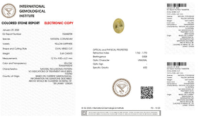 Natural Yellow Sapphire (Pukhraj) 5.69 Carats