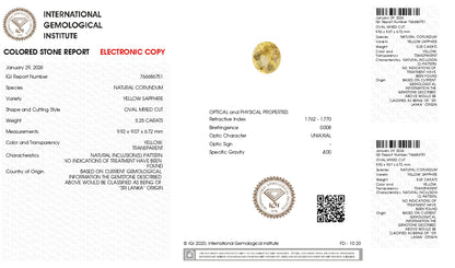 Natural Yellow Sapphire (Pukhraj) 5.25 Carats