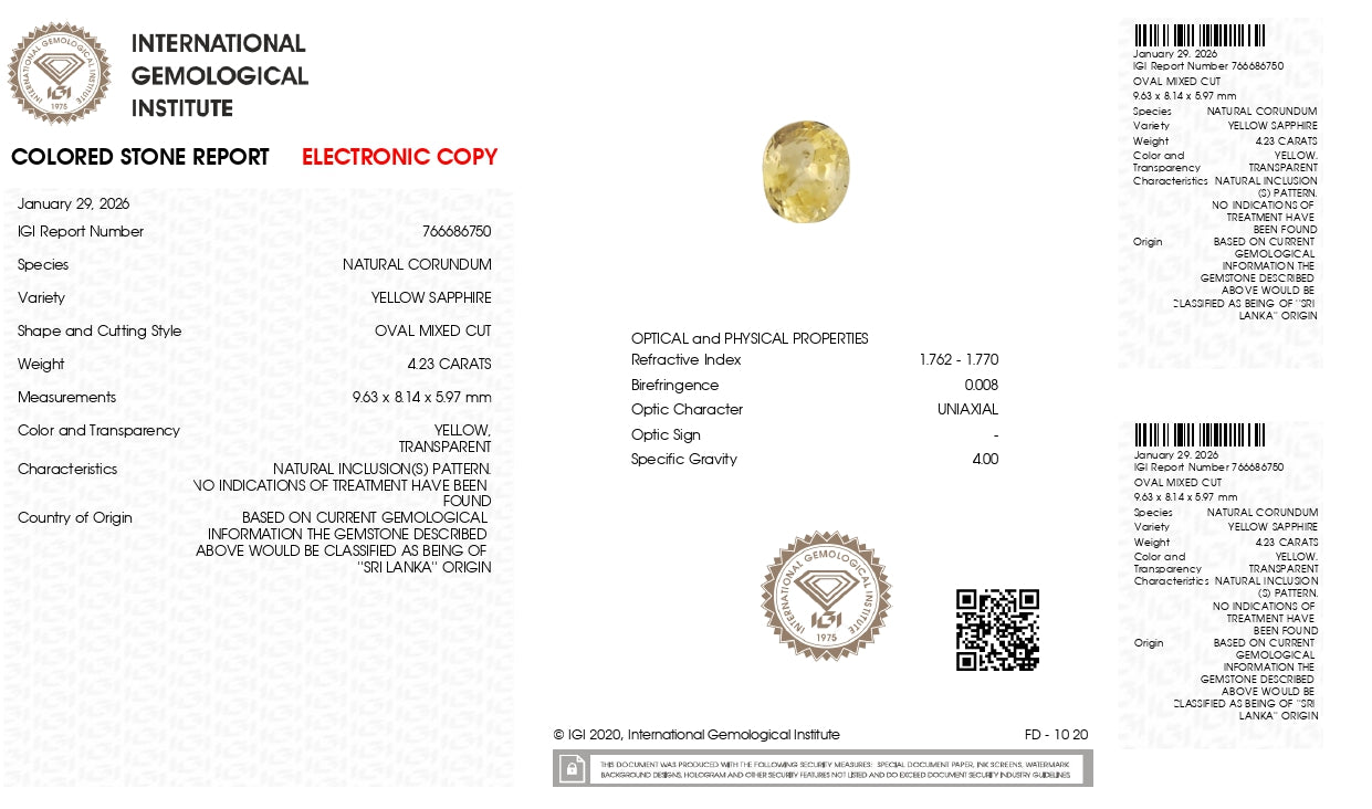 Natural Yellow Sapphire (Pukhraj) 4.23 Carats