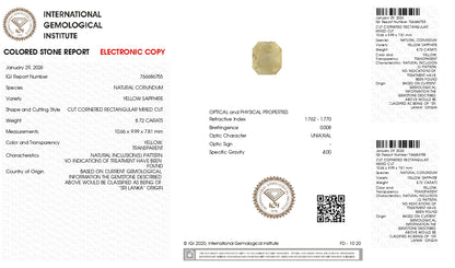 Natural Yellow Sapphire (Pukhraj) 8.72 Carats