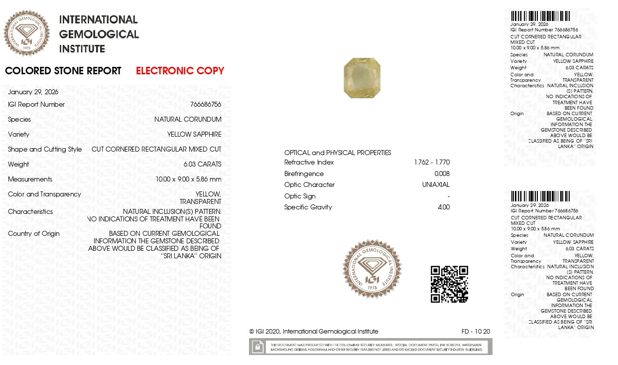 Natural Yellow Sapphire (Pukhraj) 6.03 Carats