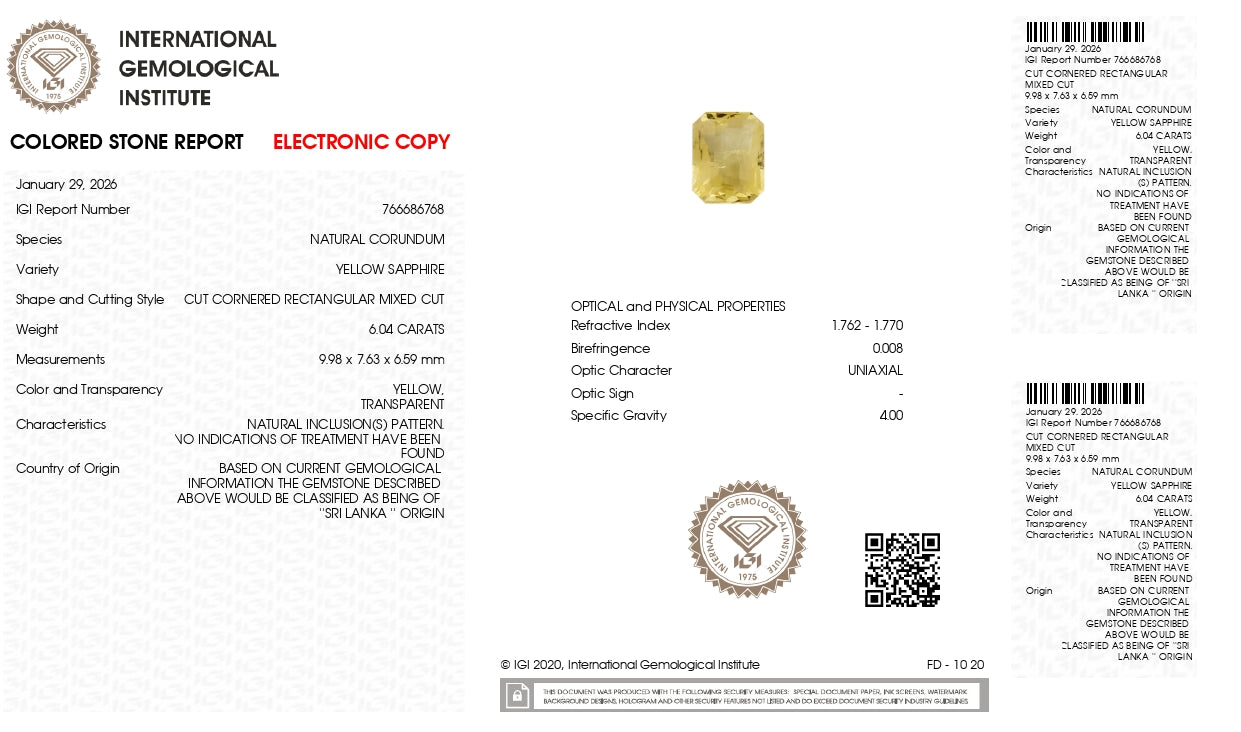 Natural Yellow Sapphire (Pukhraj) 6.04 Carats