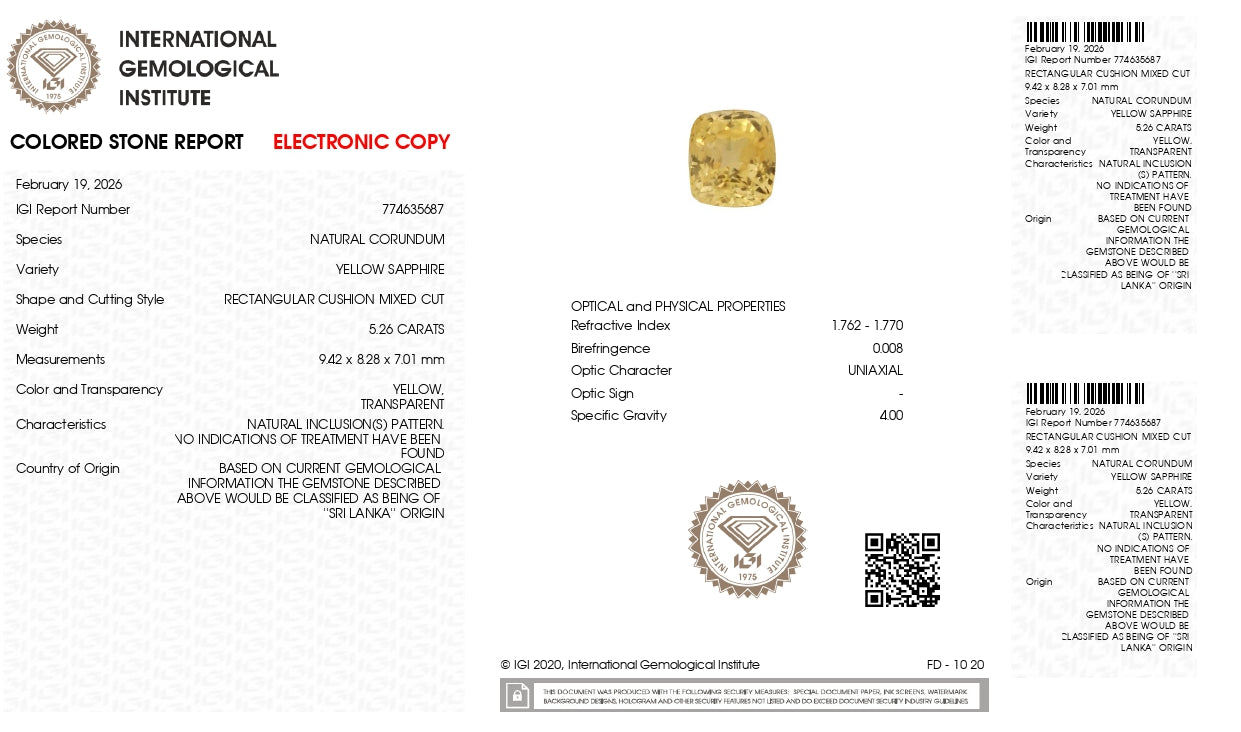 Natural Yellow Sapphire (Pukhraj) 5.26 Carats