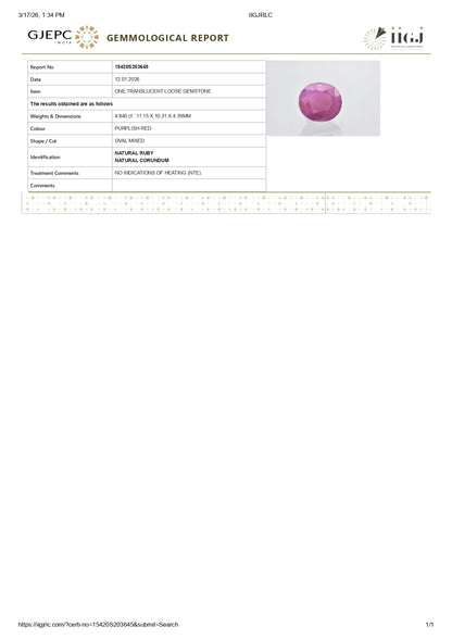 Natural African Ruby (Manik) 4.84 Carats