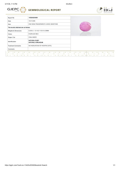 Natural African Ruby (Manik) 6.53 Carats