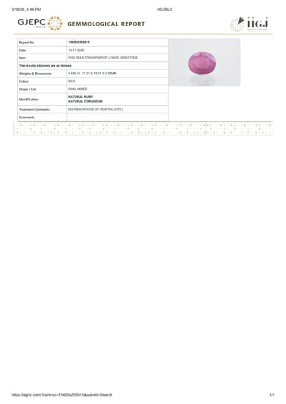 Natural Ruby (Manik) 4.69 Carats