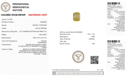 Natural Yellow Sapphire (Pukhraj) 7.94 Carats