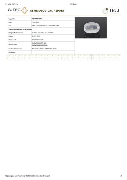 Natural Blue Sapphire (Neelam) 5.38 Carats