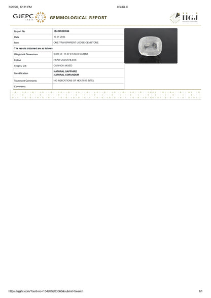 Natural White Sapphire 5.87 Carats