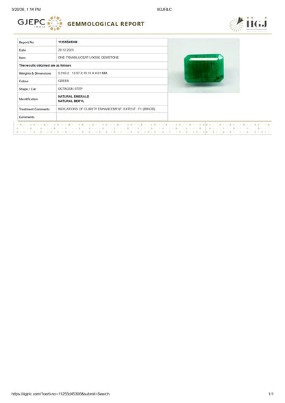 Natural Zambian Emerald (Panna) 5.31 Carats