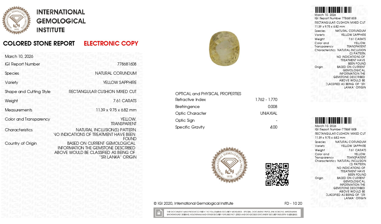 Natural Yellow Sapphire (Pukhraj) 7.61 Carats