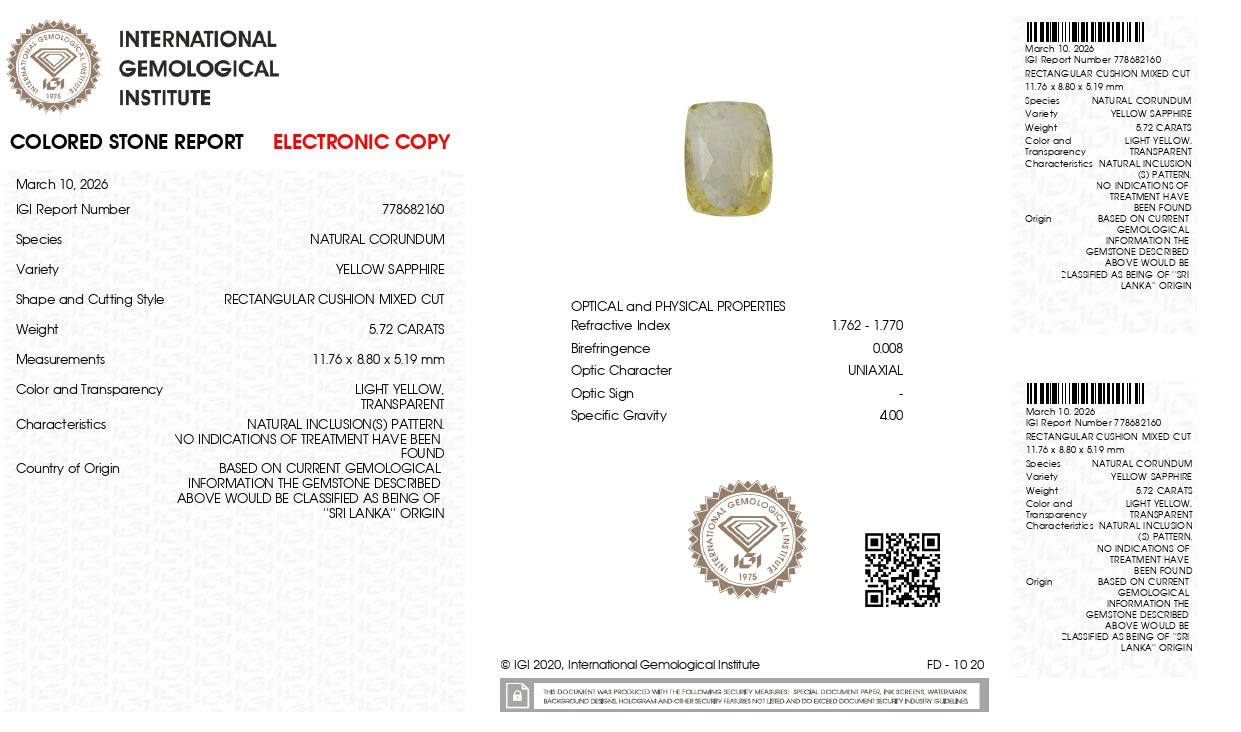 Natural Yellow Sapphire (Pukhraj) 5.72 Carats