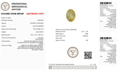 Natural Yellow Sapphire (Pukhraj) 6.40 Carats