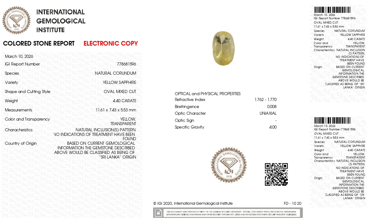 Natural Yellow Sapphire (Pukhraj) 4.40 Carats