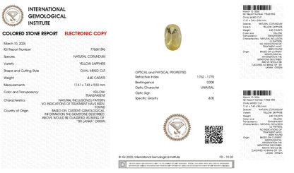 Natural Yellow Sapphire (Pukhraj) 4.40 Carats
