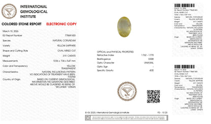 Natural Yellow Sapphire (Pukhraj) 3.91 Carats