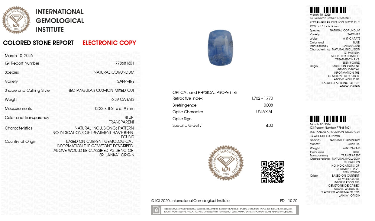 Natural Blue Sapphire (Neelam) 6.39 Carats