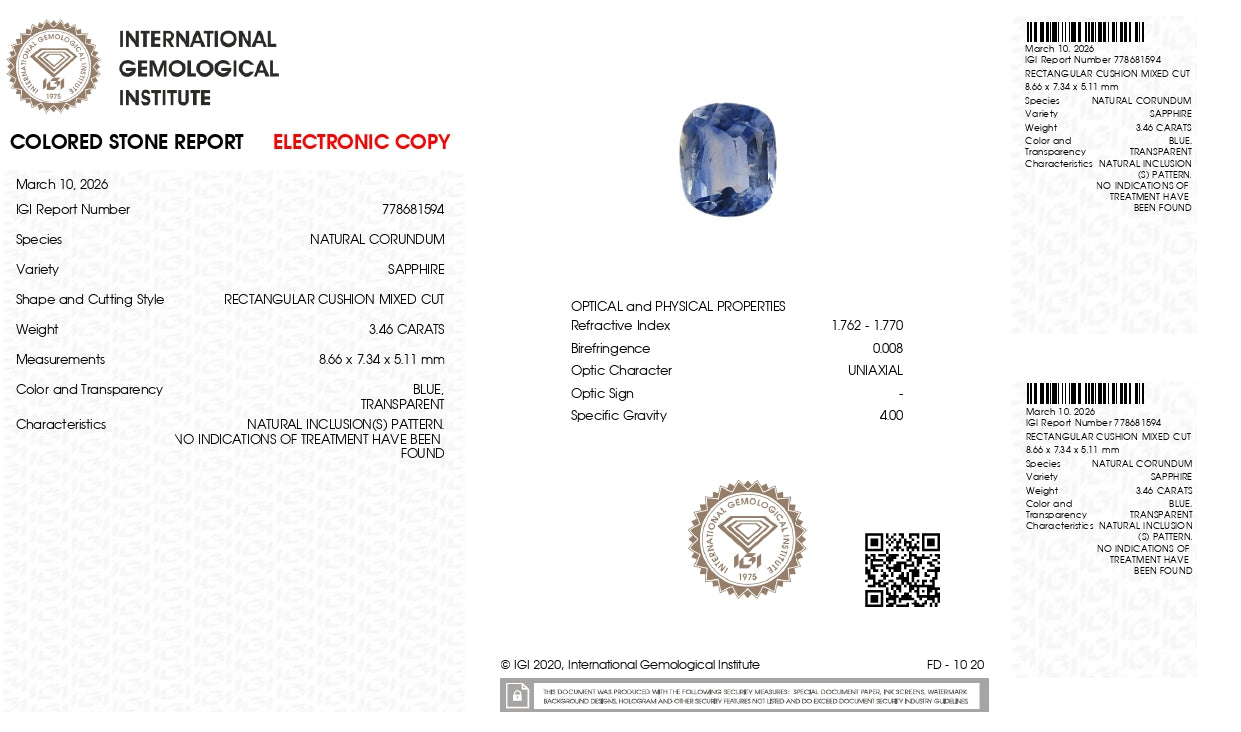 Natural Blue Sapphire (Neelam) 3.46 Carats