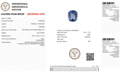 Natural Blue Sapphire (Neelam) 3.46 Carats