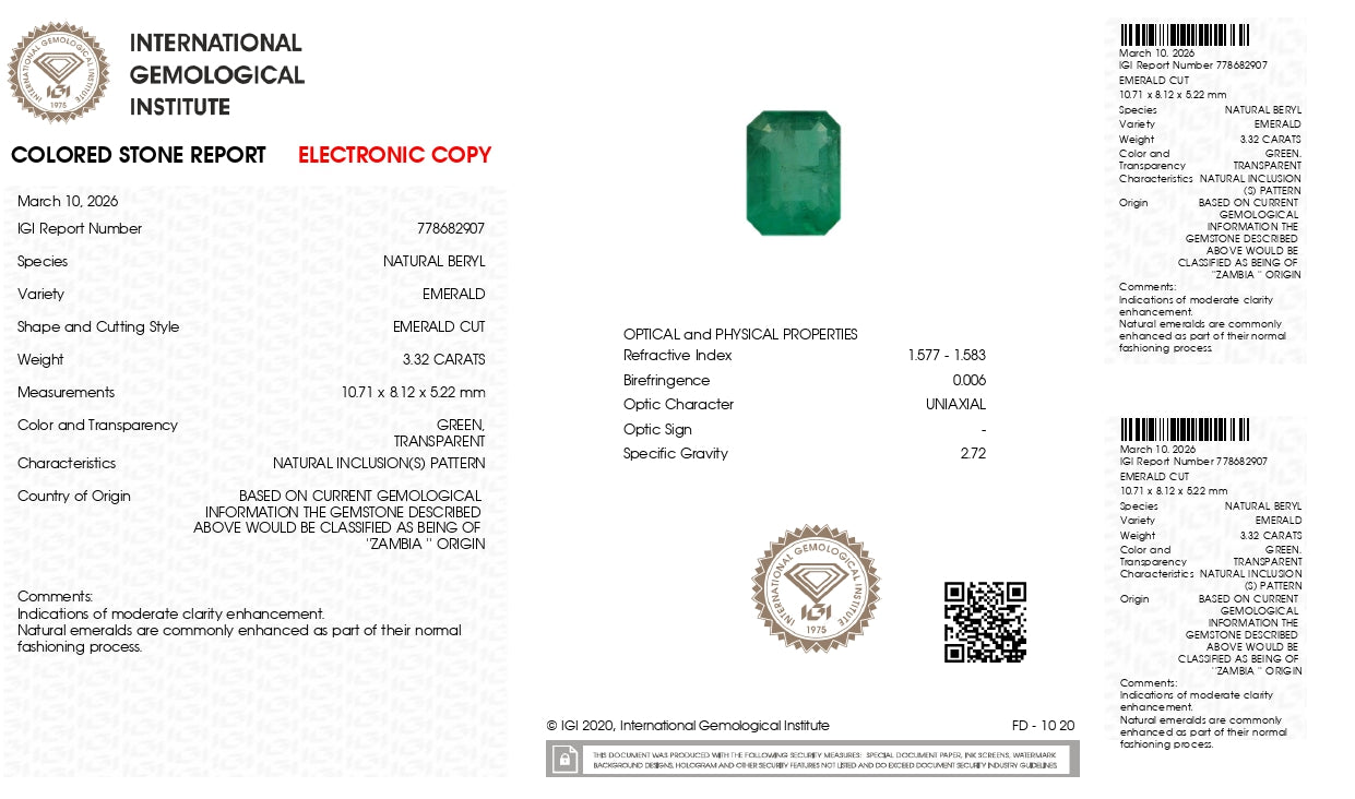 Natural Zambian Emerald (Panna) 3.32 Carats