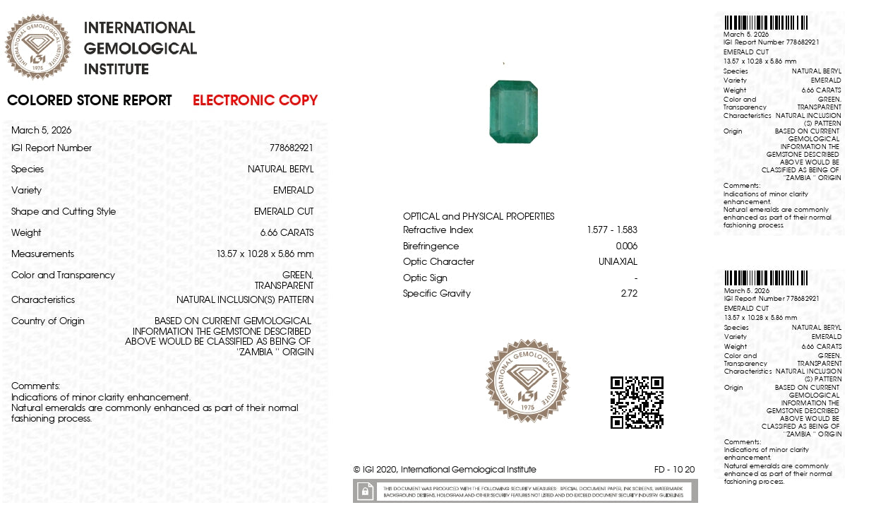 Natural Zambian Emerald (Panna) 6.66 Carats