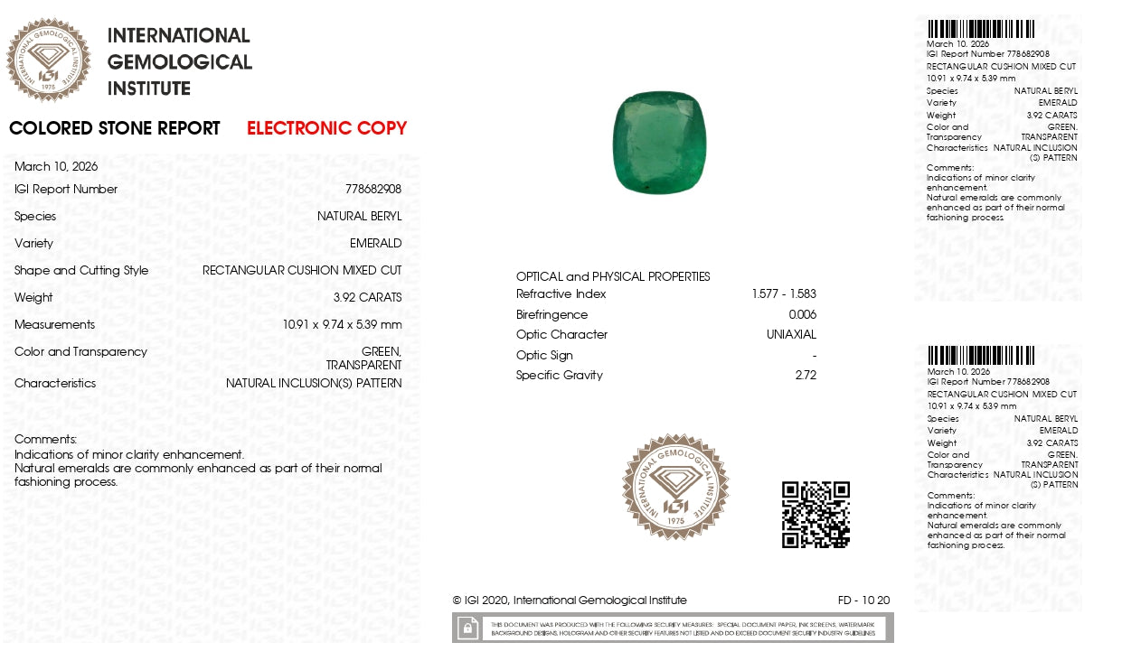 Natural Zambian Emerald (Panna) 3.92 Carats