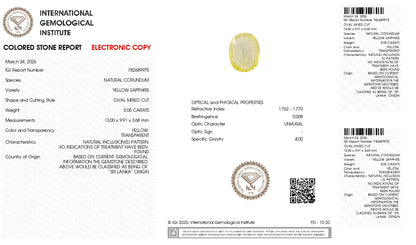 Natural Yellow Sapphire (Pukhraj) 5.05 Carats