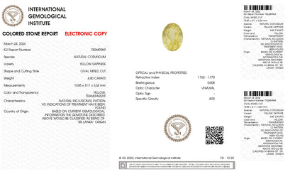 Natural Yellow Sapphire (Pukhraj) 4.80 Carats