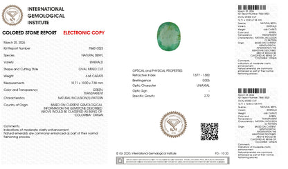 Natural Columbian Emerald (Panna) 6.68 Carats