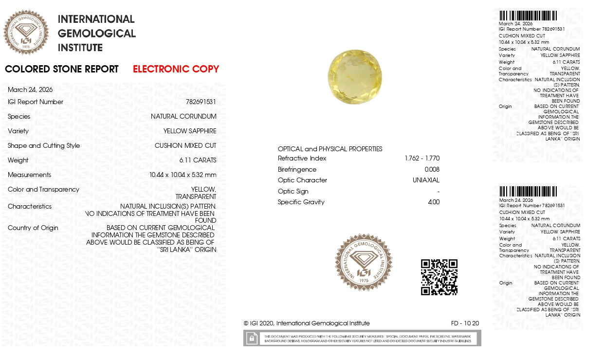 Natural Yellow Sapphire (Pukhraj) 6.11 Carats