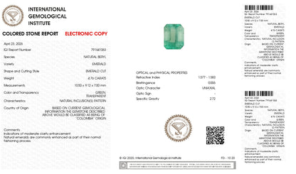Natural Columbian Emerald (Panna) 4.76 Carats