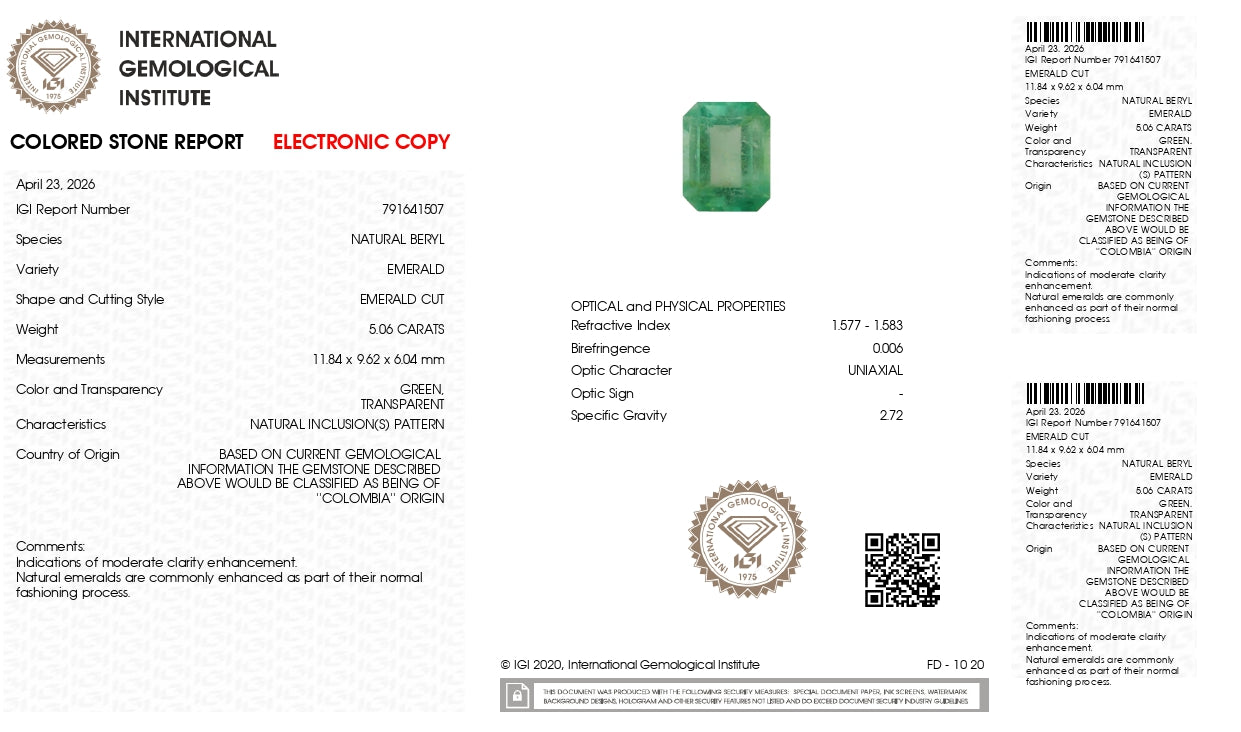 Natural Columbian Emerald (Panna) 5.06 Carats