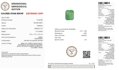 Natural Columbian Emerald (Panna) 7.27 Carats