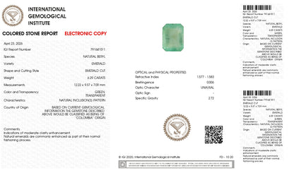 Natural Columbian Emerald (Panna) 6.29 Carats