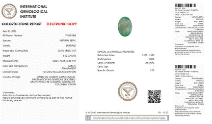 Natural Columbian Emerald (Panna) 5.92 Carats