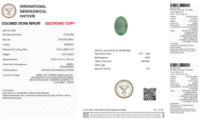 Natural Columbian Emerald (Panna) 7.09 Carats