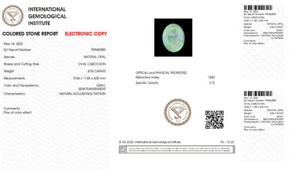 Natural Australian White Fire Opal 4.56 Carats