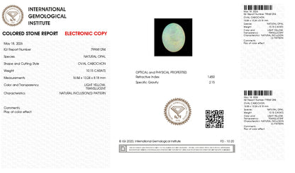 Natural Australian White Fire Opal 10.15 Carats