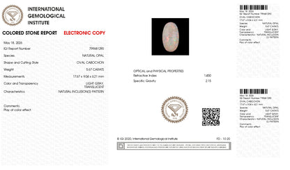 Natural Australian White Fire Opal 5.67 Carats