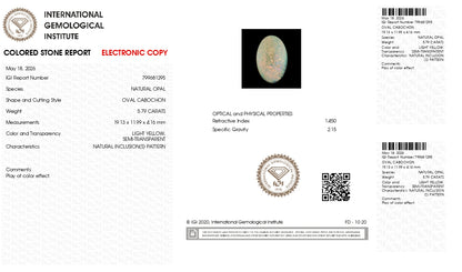 Natural Australian White Fire Opal 5.79 Carats