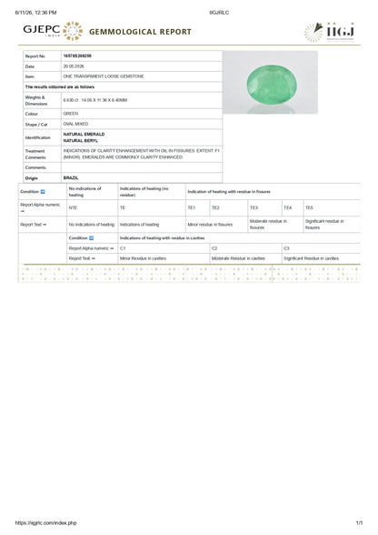 Natural Brazil Emerald (Panna) 6.63 Carats
