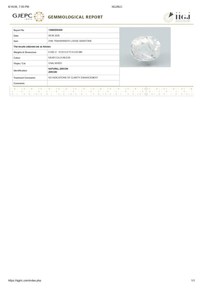 Natural White Sapphire 6.50 Carats