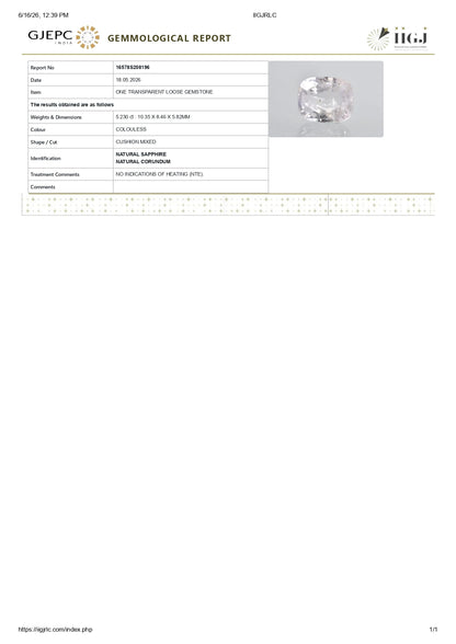 Natural White Sapphire 5.23 Carats