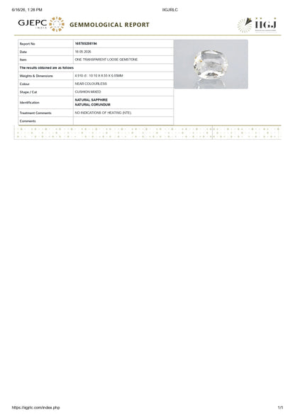 Natural White Sapphire 4.91 Carats