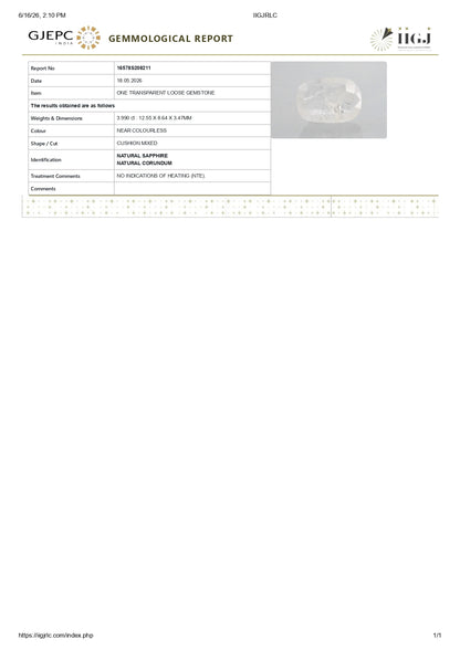 Natural White Sapphire 3.99 Carats