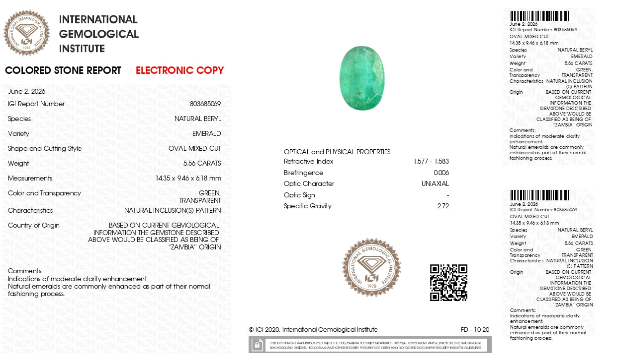 Natural Zambian Emerald (Panna) 5.56 Carats