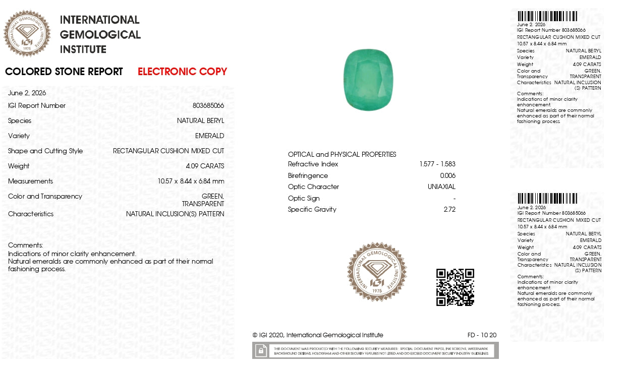 Natural Zambian Emerald (Panna) 4.09 Carats