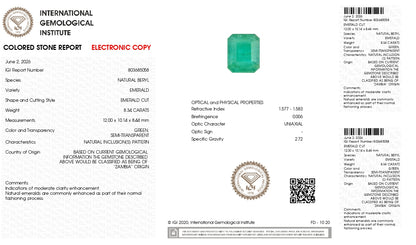 Natural Zambian Emerald (Panna) 8.34 Carats