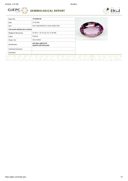 NATURAL AMETHYST 39.78 CARATS.
