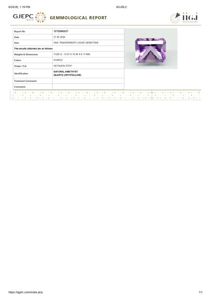 NATURAL AMETHYST 7.62 CARATS